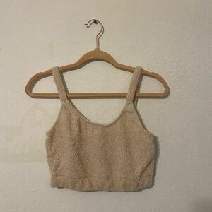 Cozy Tan Fuzzy Crop Top
